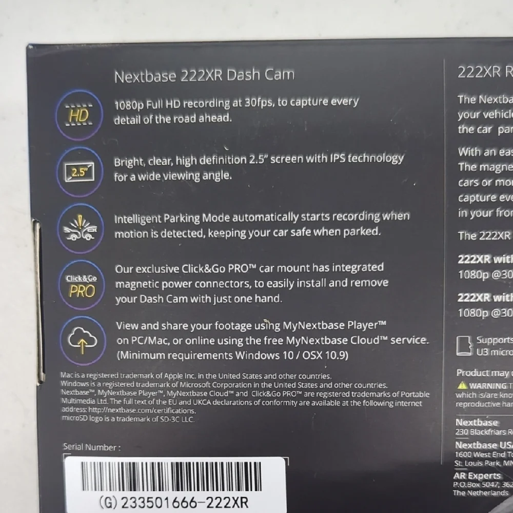 Nextbase 222XR Rear Cam Bundle - Picture 4 of 7
